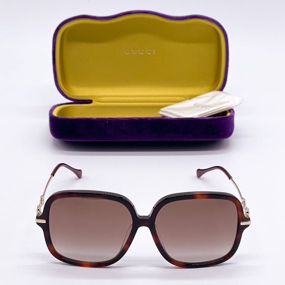 NEW GUCCI GG0884SA 002 HAVANA BROWN SQUARE GUCCI SUNGLASSES - Picture 2 of 14